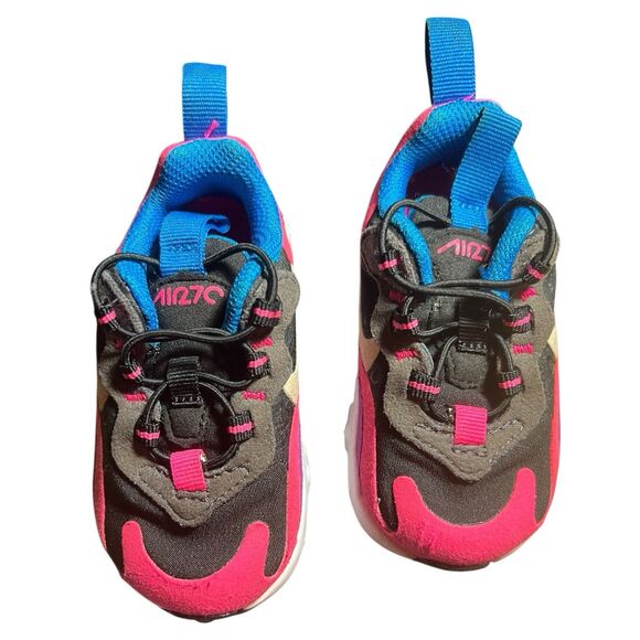 Nike Air Max 270 React Toddler 4C Sneakers Black Pink Blue Rare Colorway - Picture 4 of 8